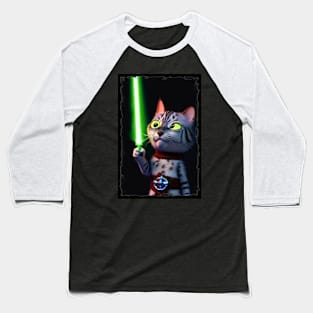 Fun Cat Print ~ AI Art ~ Fantasy Cat ~ Sci-fi Cat ~ Cats with Lightsabers Baseball T-Shirt